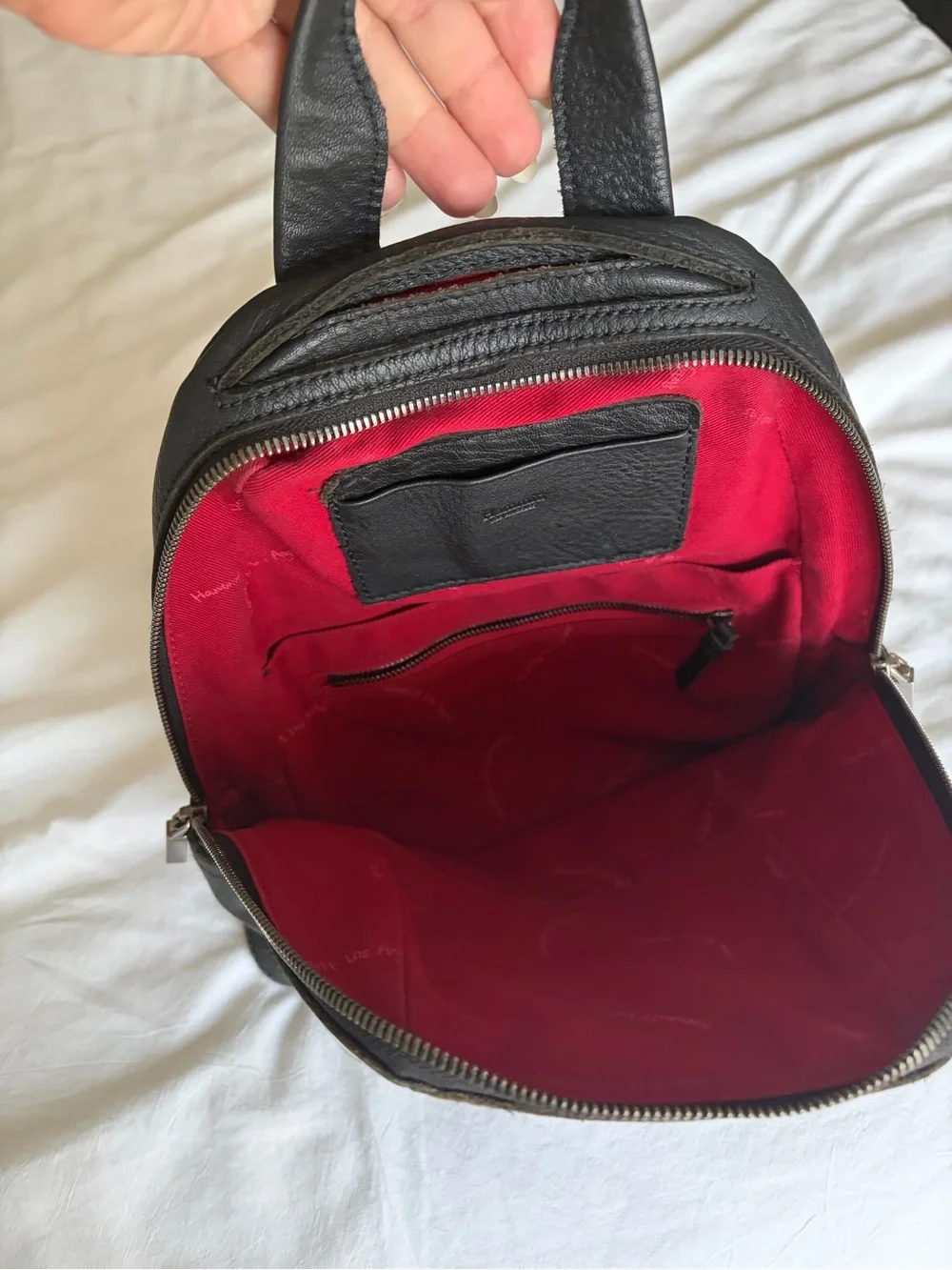 Hammitt Black Leather Medium Backpack with Gunmetal Accents